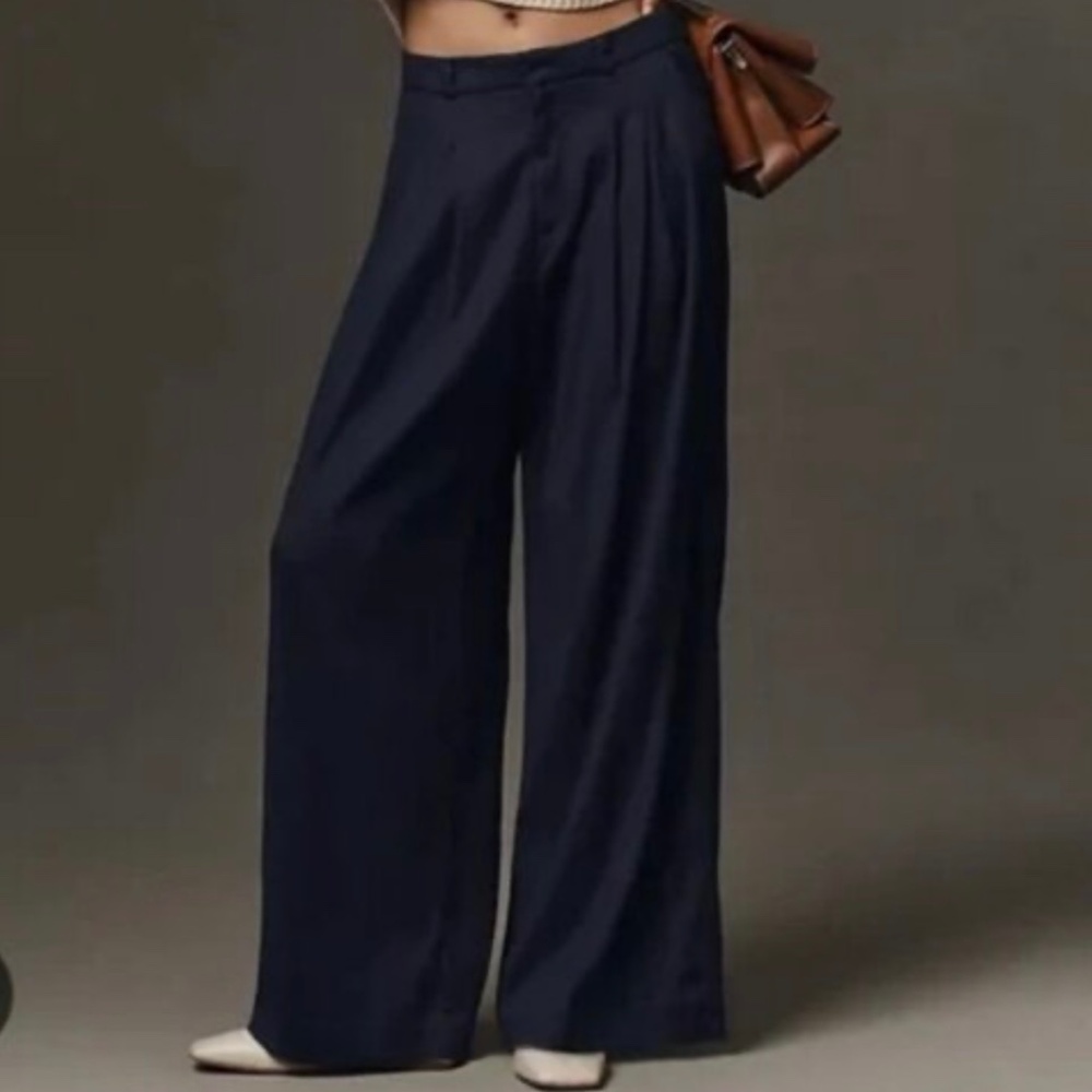 Anthropologie Avery Pleated Wide-Leg Trousers by Maeve: Linen Edition, XS, NWT